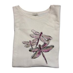 Dragonfly Fleece Escape by Habitat Ivory Pullover Slub Top Sweatshirt Size XXL